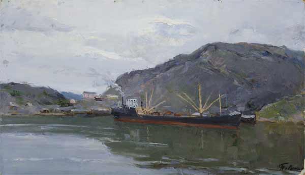 Картина Визирян Т.В. Северный порт. 1962 г. Картон, масло.