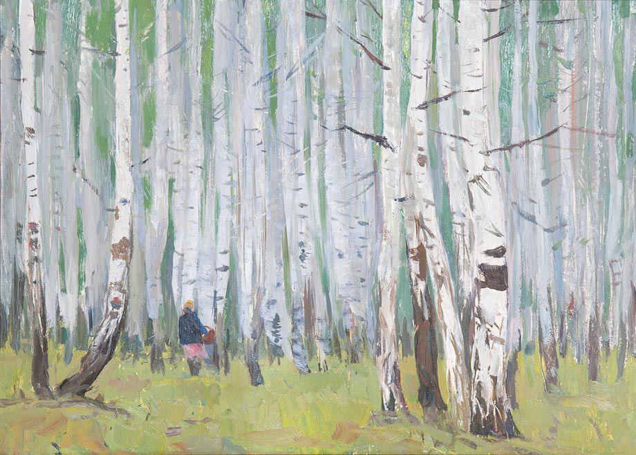 Картина Суровцев А.П. Березовая роща. 1960-е гг. Холст, масло.
