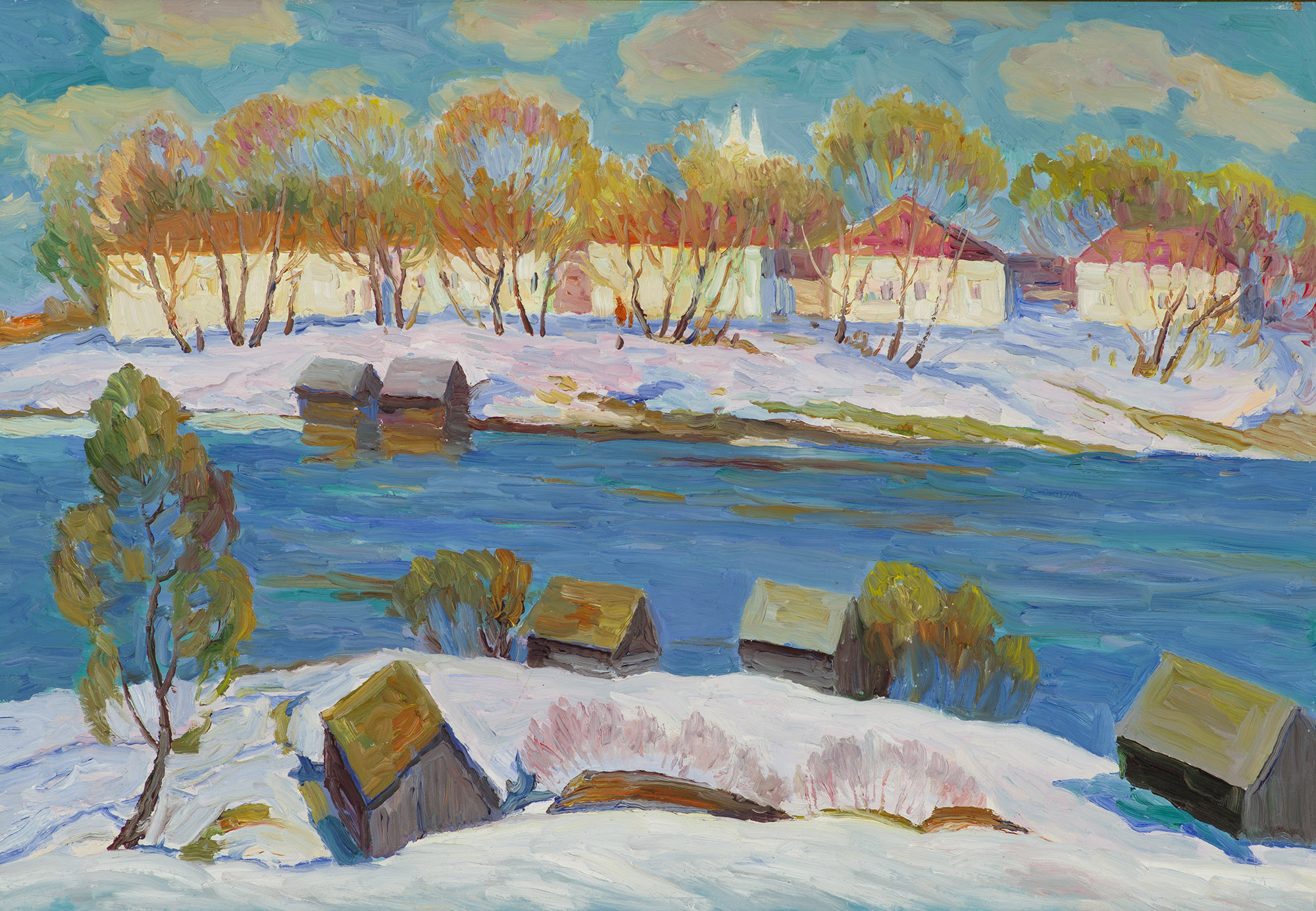 Картина Мокров Н.А. Торжок. 1980 г. Картон, масло.