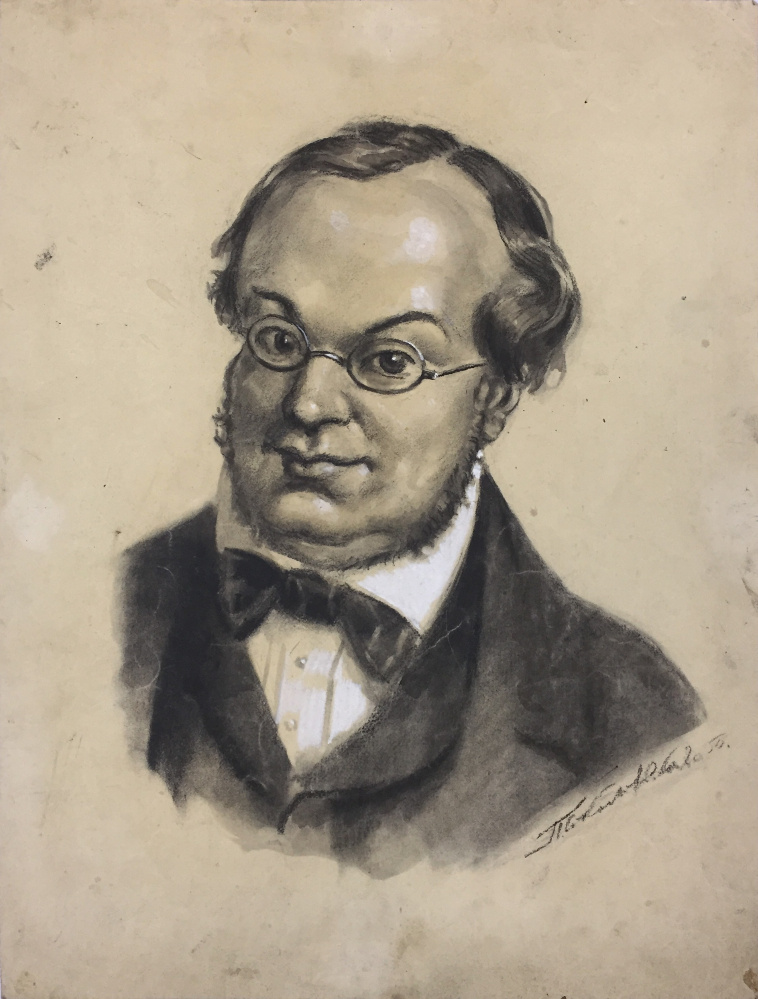 Картина Соколов-Скаля П.П. Мужской портрет. 1950 г. Бумага, уголь, белила.