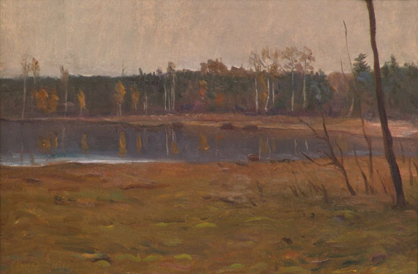 Картина Ромадин Н.М. Времена года. Поздняя осень. 1954 г. Картон, масло.