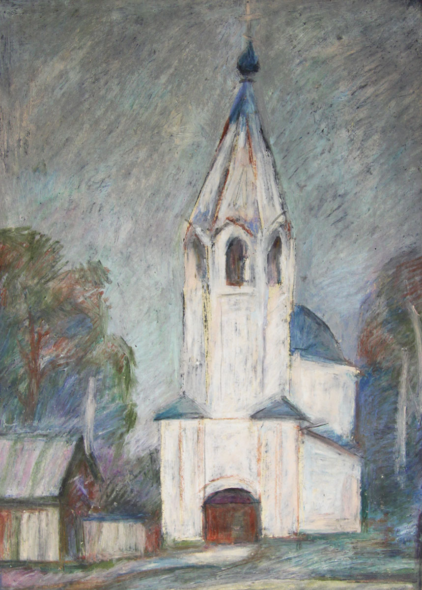 Картина Расторгуев Е.А. Церковь. 1970-е гг. Бумага, пастель.