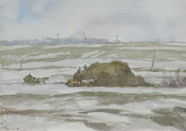 Картина Крылов П.Н. (Кукрыниксы) Март. 1971 г. Бумага, акварель.
