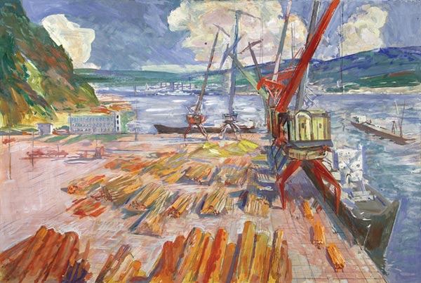 At the port.