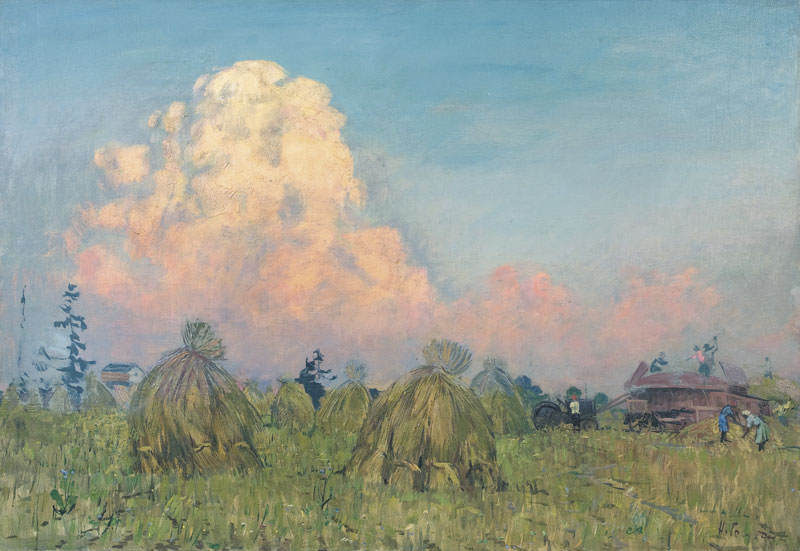 Картина Ромадин Н.М. Стога. 1940-е гг. Холст, масло.