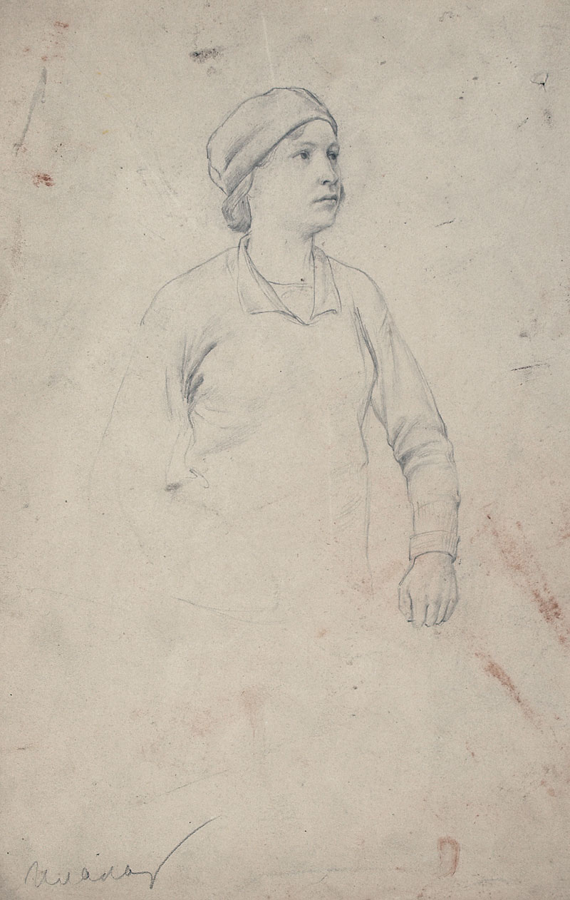 Sketch. Girl in a headdress.