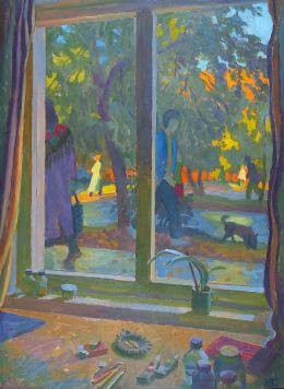 Картина Круглов Ю.М. А за окном прохожие. 1993 г. Холст, масло.