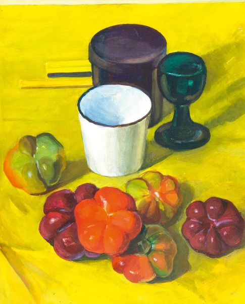 Картина Назарина А.В. Натюрморт с овощами. 1929 г. Бумага, гуашь.