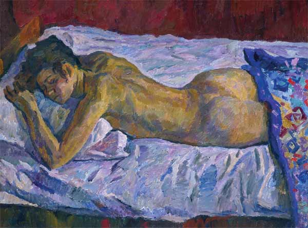 Картина Папикян А.С. Лежащая. Обнаженная. 1980 г. Картон, масло.