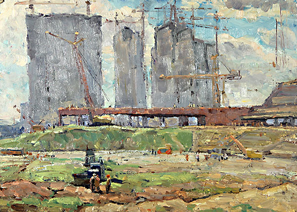 Картина Горелов Г.Н. Спящие свиньи в хлеву. 1950-е гг. Холст, масло