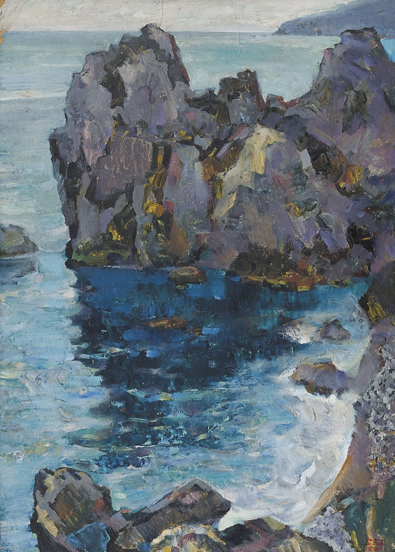 Картина Вышлов В.В. Скалы. 1959 г. Картон, масло.
