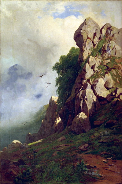 Картина Шильдер А.Н. В горах. Туман на дальних склонах. 1880-е гг. Холст, масло.
