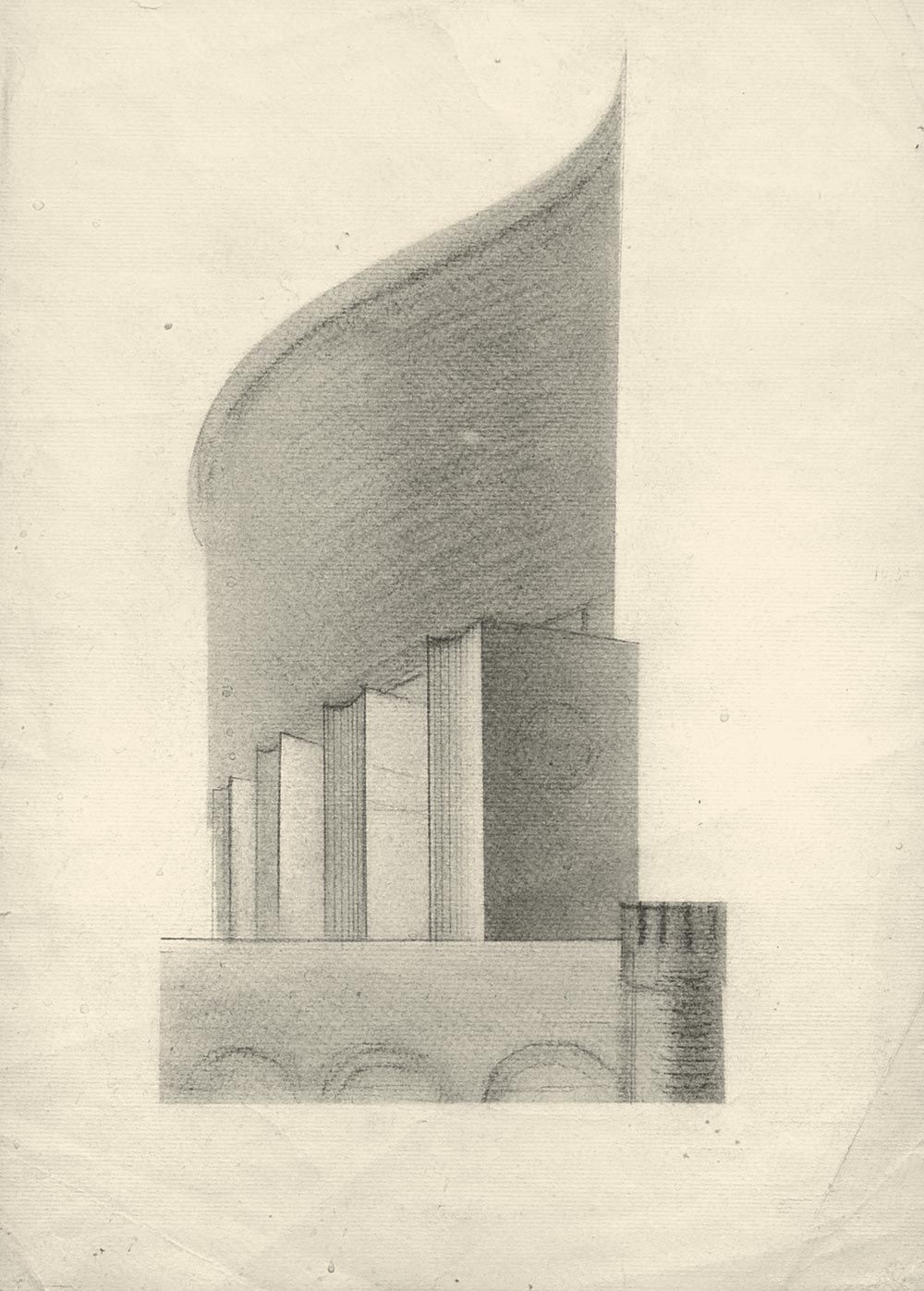 Картина Быховский А.Я. Эскиз Дворца Советов. 1930-е гг. Бумага, графитный карандаш.
