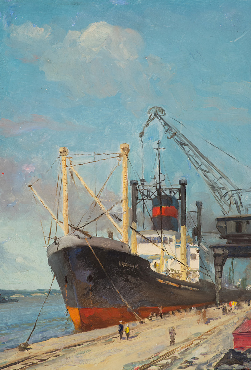 Картина Дешалыт Е.И. У причала. 1958 г. Картон, масло.
