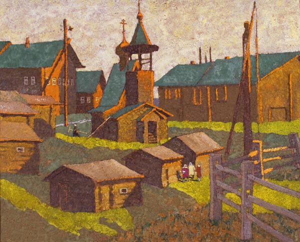 Картина Комаров В.В. Последние лучи. 1975 г. Оргалит, темпера.