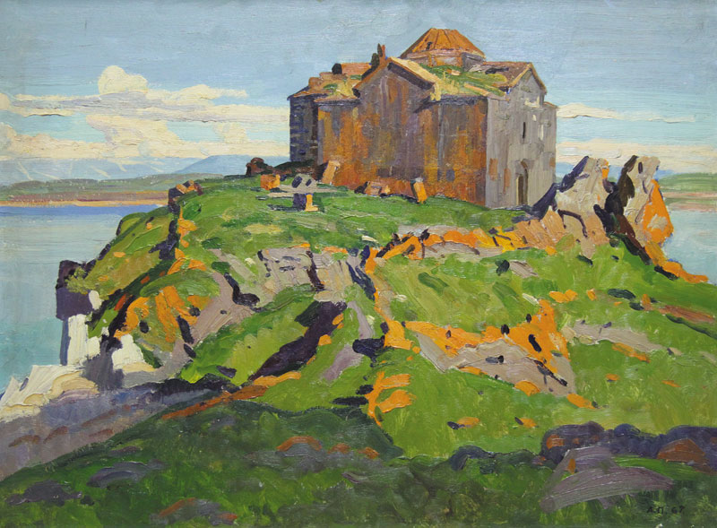 Картина Папикян А.С. Севан. 1967 г. Оргалит, масло.
