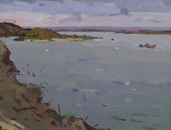 Картина Маркин В.А. Вид на водохранилище. 1959 г. Картон, масло.