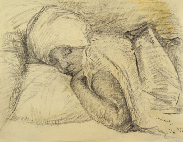 Картина Поляков В.И. Сон. 1972 г. Бумага, карандаш.
