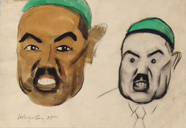 Sketches of men's heads.