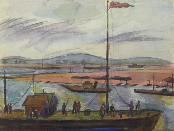 Картина Зозуля Г.С. Дельта Волги. 1930 г. Бумага, акварель.