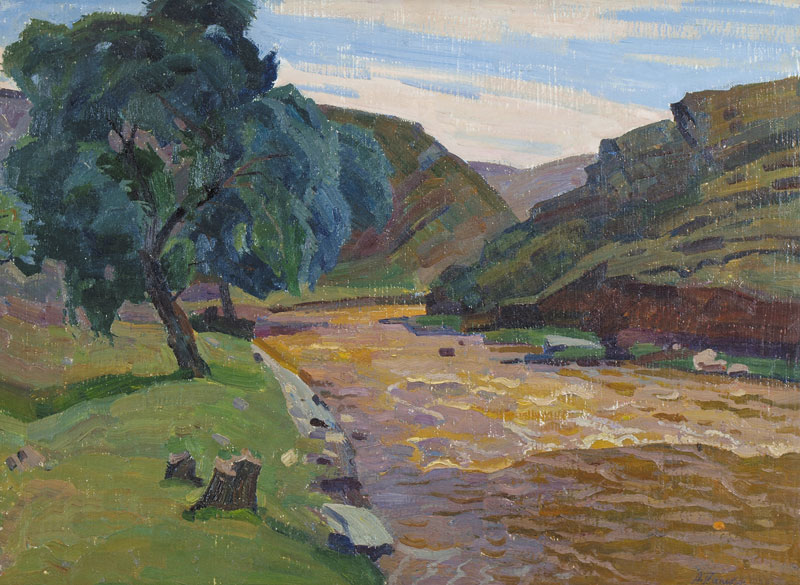 Картина Папикян А.С. Старое дерево. 1969 г. Картон, масло.