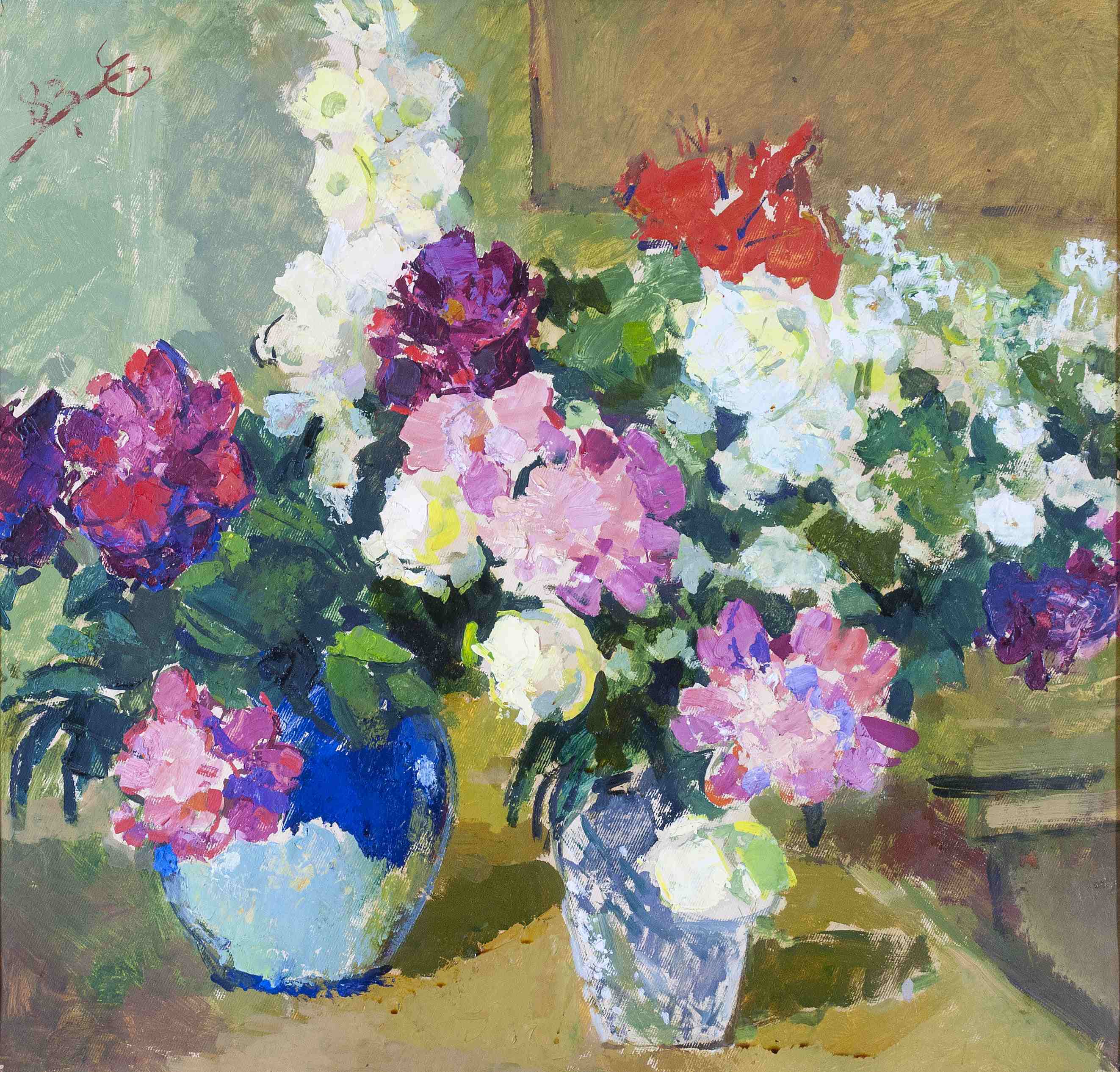 Картина Урманче Б.И. Пионы. 1983 г. Картон, масло.