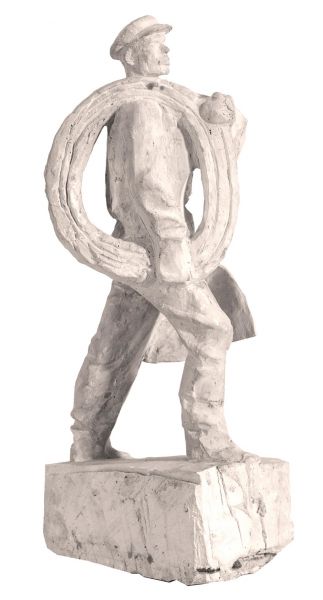 Electrician. Sculptural part of the project “Memorial to the builders of Volkhovstroy”.
