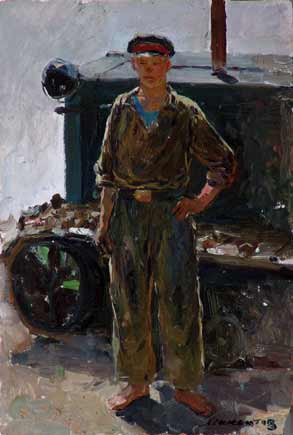 Картина Максютов Р.Г. На пахоте. 1952 г. Картон, масло.