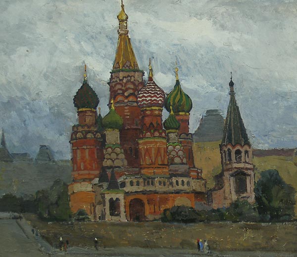 Картина Максютов Р.Г. Собор Василия Блаженного. 1966 г. Картон, масло.