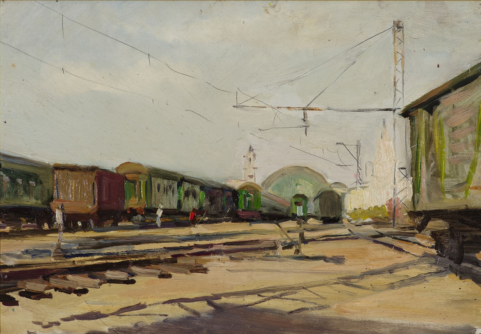 Картина Дородницын В.П. Москва. Киевский вокзал. 1960-е гг. Картон, масло.
