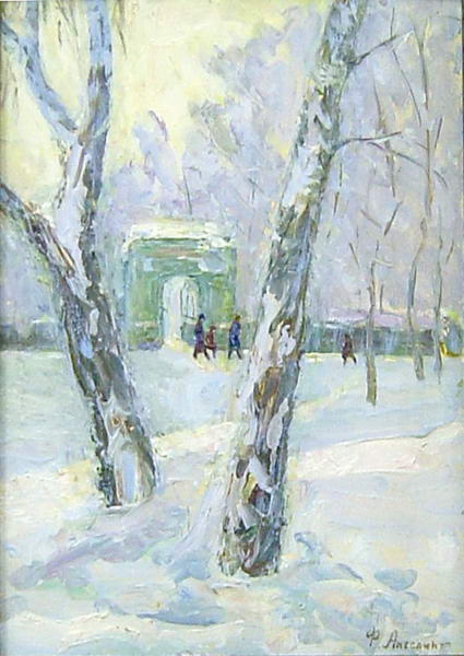 Картина Ангелин Ф.Г. "Зима в парке Динамо". 1957 Холст, масло.