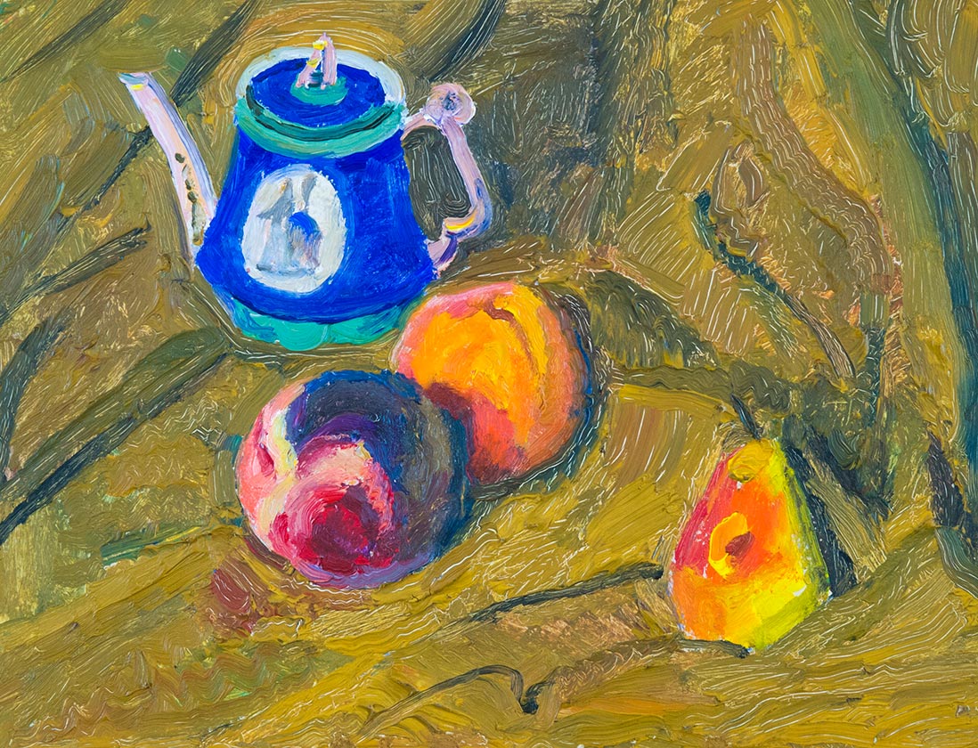 Картина Папикян А.С. Персики. 1990 г. Картон, масло.