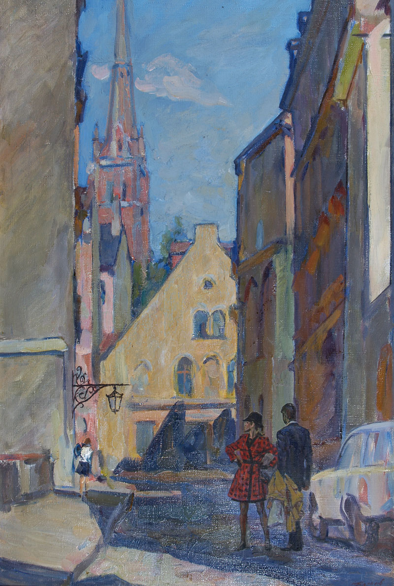 Картина Борисов Е.А. В старой Риге. 1969 г. Холст, масло.