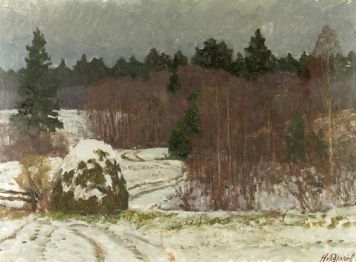 Landscape with haystack.