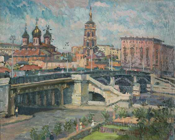 Картина Окс Е.Б. Новоспасский мост. 1950-е гг. Холст, масло.