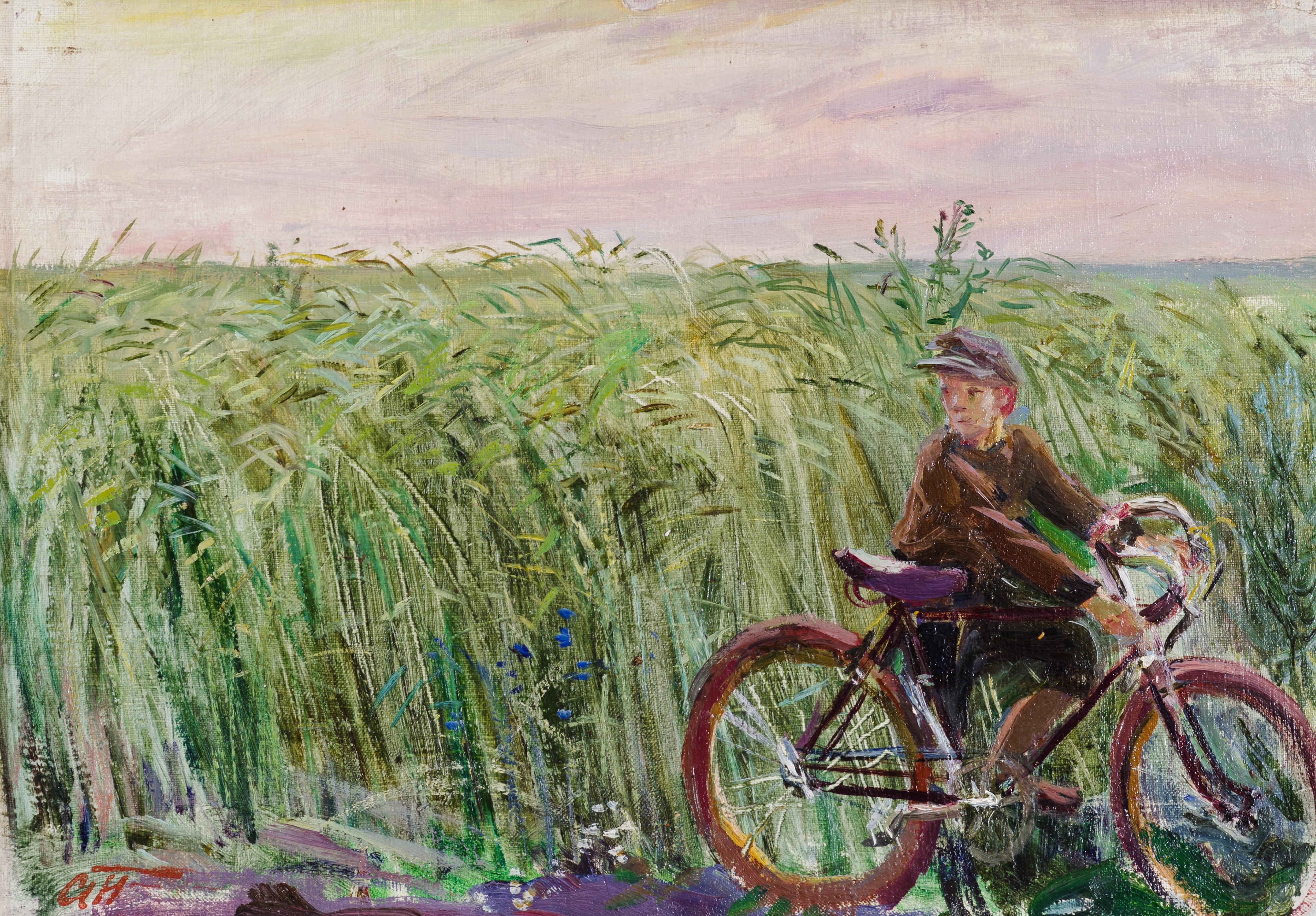 Деревенский велосипедист.