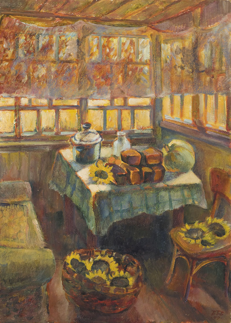 Картина Вышлов В.В. Осень. Веранда. 1977 г. Картон, масло.