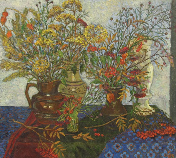 Картина Барсков С.С. Осенний букет 1994 г. Оргалит, масло.