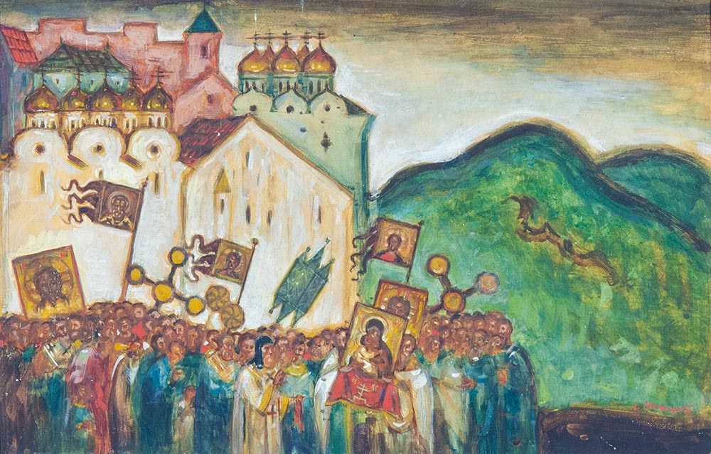 Procession of the cross in Novgorod in the 15th century.