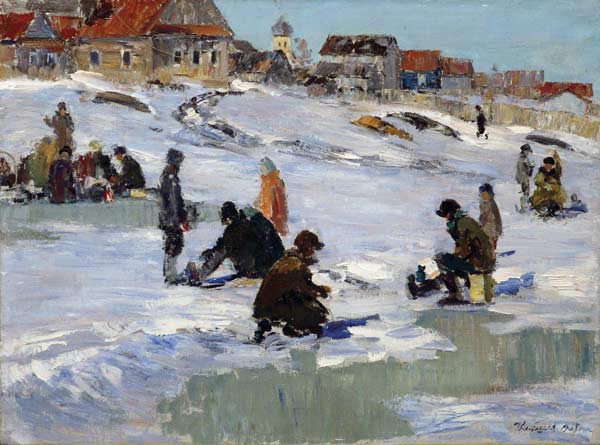 Ice fishing.