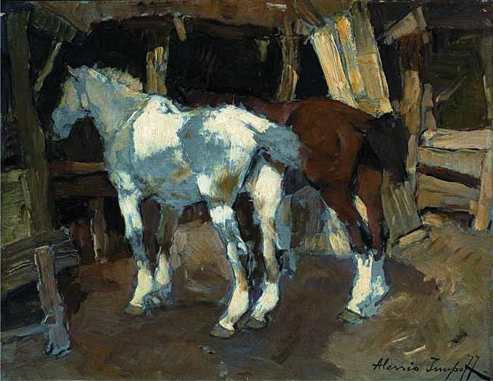 Horses in a stall.