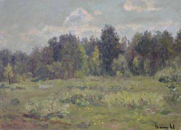 Картина Удалова Г.А. Лес. 1971 г. Картон, масло.