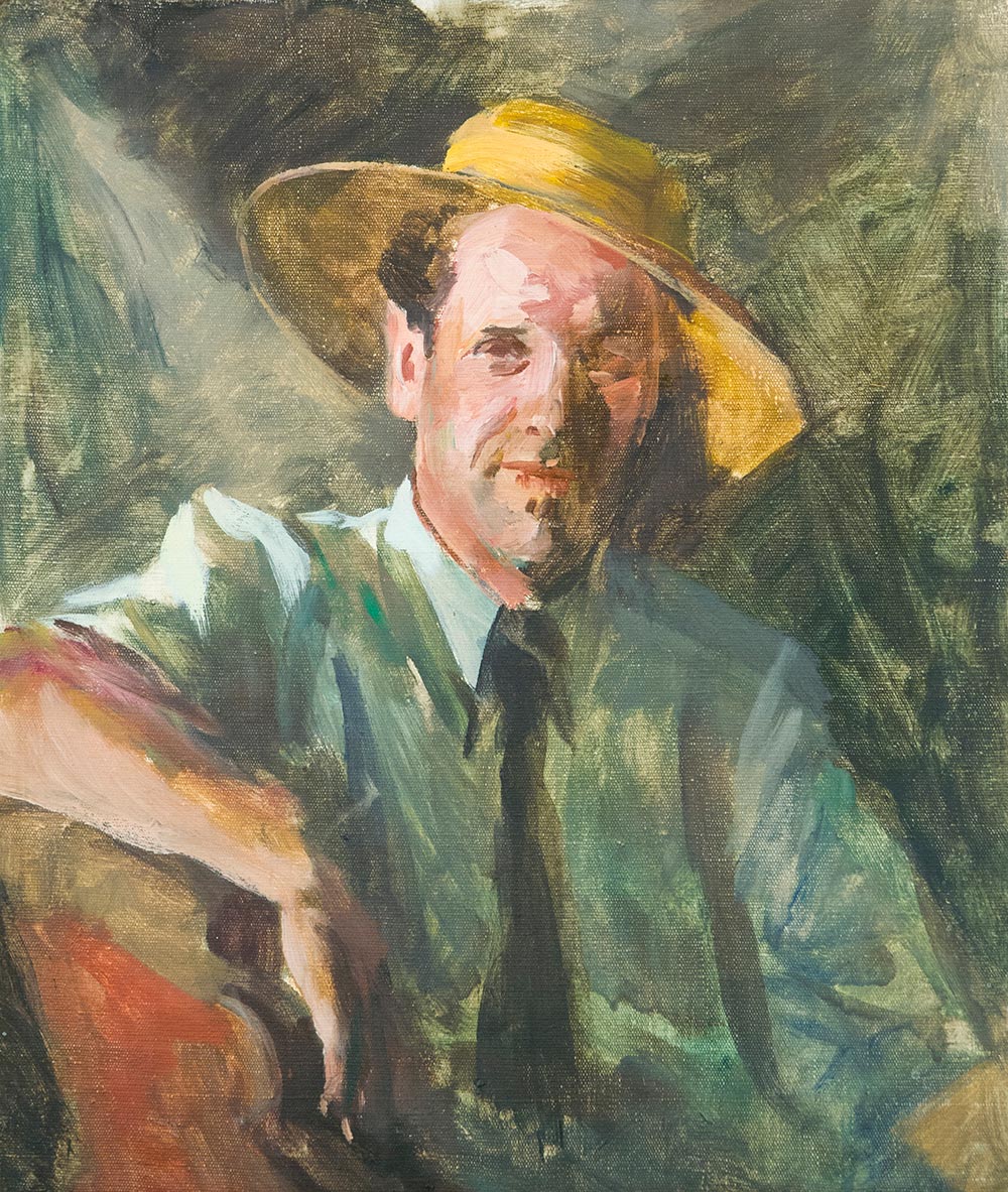 Картина Поляков В.И. Автопортрет в соломенной шляпе. 1950-е гг. Холст, масло.