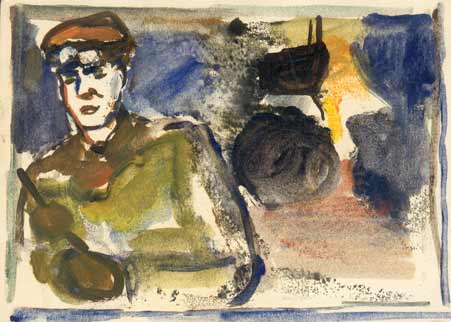 Картина Лабас А.А. Плавильный цех. Серия "Завод". 1964 г. Бумага, акварель.