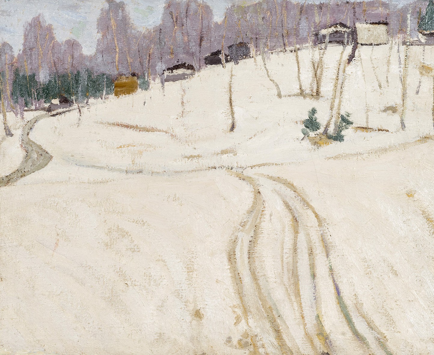 Картина Модоров Н.Н. Зимка. Дорога в Акиньшино. 1967 г. Холст, масло.