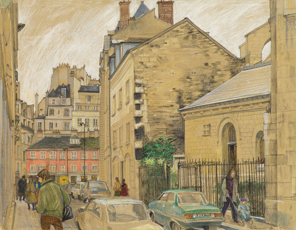 Картина Лившиц Т.И. Париж. Пасмурный день. 1980 г. Бумага, пастель.