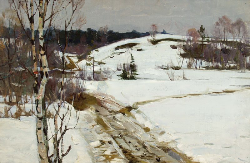 Картина Раздрогин И.А. Зимка. 1957 г. Холст, масло.