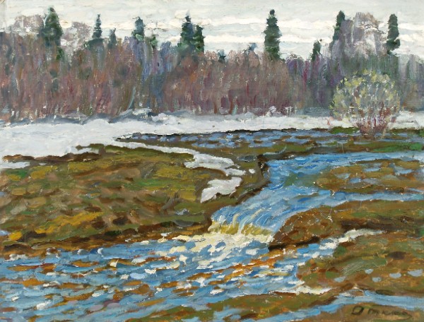Картина Ткачев А.П. Весенние воды. 1982 г. Картон, масло.