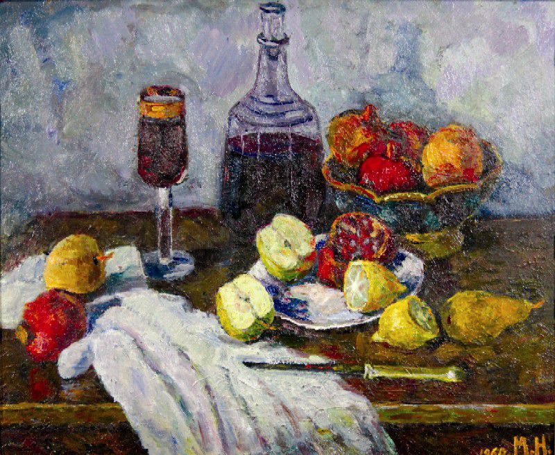 Картина Мельников Н.М. Натюрморт с лимоном. 1960 г. Картон, масло.