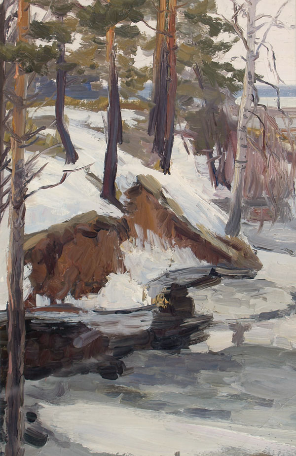 Картина Терпсихоров Н.Б. Зимний пейзаж. 1950-е гг. Картон, масло.